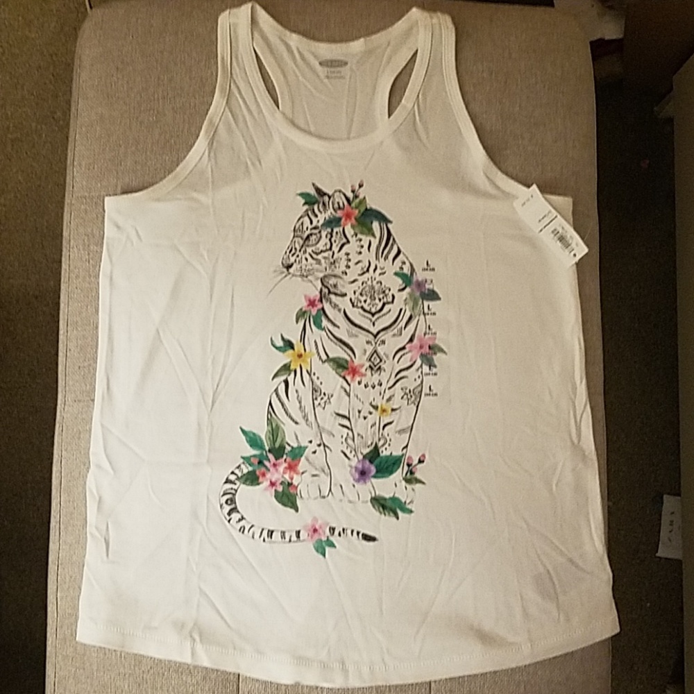 Old Navy White Tiger Racerback Tank